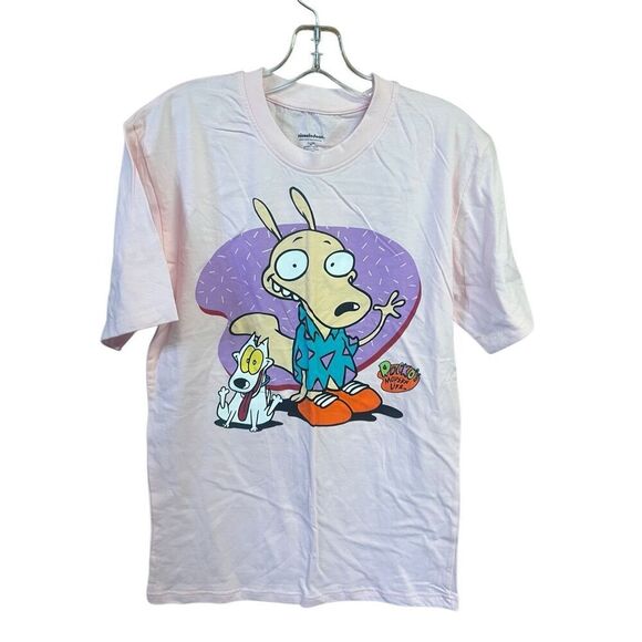 Nickelodeon ROCKO'S MODERN LIFE GRAPHIC PINK Tee Shirt Sz M NWOT - Picture 1 of 5